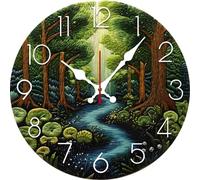 Vdenvileye River Surrounded By Trees Plants 12 inch Silent Non-Ticking Round Wooden Wall Clocks Battery Operated Quartz Analog Handing Clock for Bedroom Bathroom Kitchen Kids Living Room Decor