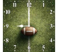 Vdenvileye Rugby Clock 25cm Wooden Square Modern Minimalist Wall Clock Silent No Tick Battery Powered for Living Room Bedroom Office or as a Gift for Rugby Enthusiasts