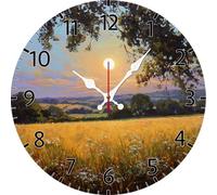 Vdenvileye Rural Sunset Wall Clocks Battery Operated Silent Non-Ticking,Vintage Round Clock Decorative for Home Kitchen Office,4 sets of DIY pointers(12 Inch)