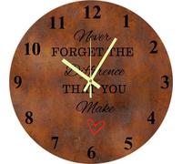 Vdenvileye Rustic Wall Clock Never Forget The Difference You Make, Thank You Gift for Mother Friend Cowork Boss Teacher, Silent Clock Battery Operated Non Ticking 10x10 Inch