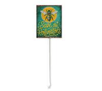 Vdenvileye Save the Pollinators Yard Sign with Stake 11.5x15cm Rustproof Aluminum Lawn Decorations Sign for Outdoor Road Street Garden Decor