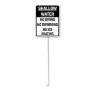 Vdenvileye Shallow Water - No Diving No Swimming No Ice Skating Sign with Stake 20x30cm Rustproof Aluminum Lawn Decorations Sign for Outdoor Road Street Garden Decor