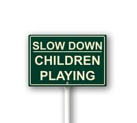 Vdenvileye Slow Down Children Playing Sign With Stake For Neighborhoods Yard Farm Aluminium Caution 12x8inch Farm Decorations Yard Lawn Walkway Decorations Warning Signs