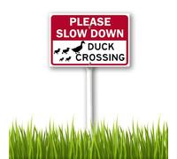 Vdenvileye Slow Down Duck Crossing Yard Sign with Metal Stakes 20x30cm Heavy Duty Aluminum Yard Signs Weather Resistant Metal Garden Decor for Lawn Backyard Easy to Install