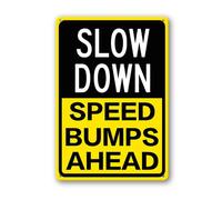 Vdenvileye Slow Down Speed Bump Ahead Sign 20×30cm Sturdy Aluminum Metal Signs Rust Free Metal Wall Decor for Yard Backyard Patio Porch