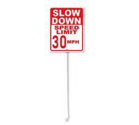 Vdenvileye Slow Down Speed Limit 30MPH Yard Sign with Stake 20x30cm Rustproof Aluminum Lawn Decorations Safety Caution Sign for Outdoor Road Street Garden