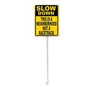 Vdenvileye Slow Down This is a Neighborhood Not a RacetrackYard Sign with Stake 17.5x22cm Rustproof Aluminum Lawn Decorations Community Slowdown Sign for Outdoor Road Street Garden