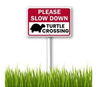 Vdenvileye Slow Down Turtle Crossing Yard Sign with Metal Stakes 20x30cm Heavy Duty Aluminum Yard Signs Weather Resistant Metal Garden Decor for Lawn Backyard Easy to Install
