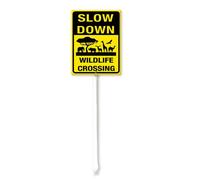 Vdenvileye Slow Down Wildlife Crossing Yard Sign with Stake 20x30cm Rustproof Aluminum Lawn Decorations Animal Sign for Outdoor Road Street Garden