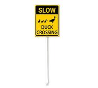 Vdenvileye Slow Duck Crossing Yard Sign with Stake 20x30cm Rustproof Aluminum Lawn Decorations Slow Driving Sign for Outdoor Road Street Garden