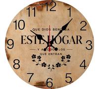 Vdenvileye Spanish Bless This Home Wall Clock - Que Dios Bendiga Este Hogar Decor Spanish Quote Christian Gifts 25x25 CM Battery Operated Silent Non-Ticking