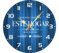 Vdenvileye Spanish Bless This Home Wall Clock - Que Dios Bendiga Este Hogar Decor Spanish Quote Christian Gifts 30x30 CM Battery Operated Silent Non-Ticking