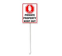 Vdenvileye Stop! Private Property Keep Out Yard Sign with Stake 20x30cm Rustproof Aluminum Lawn Decorations Warning Sign for Outdoor Road Street Garden Decor