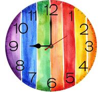Vdenvileye Sunflowers In A Vase 12 inch Silent Non-Ticking Round Wooden Wall Clocks Battery Operated Quartz Analog Handing Clock for Bedroom Bathroom Kitchen Kids Living Room Decor