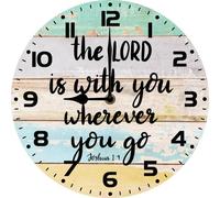 Vdenvileye The Lord is with you wherever you go Clock 25cm Bible Verse Wall Clock Religious Quotes Art Decor Christian Inspirational Sayings for Living Room Kitchen