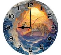 Vdenvileye The Tiger in the Ice Cave Wall Clock 30cm Wooden Round Clock