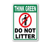 Vdenvileye Think Green Do Not Trash Sign 30×40cm Sturdy Aluminum Metal Signs Rust Free Metal Wall Decor for Yard Backyard Patio Porch