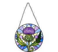 Vdenvileye Thistle Stained Glass Window Hanging 30cm Sun Catcher Indoor Window Decoration for Porches Patios Gardens Other