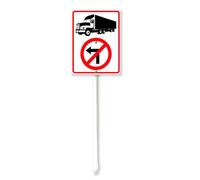 Vdenvileye Trucks No Left Turn Yard Sign with Stake 17.5x22cm Rustproof Aluminum Lawn Decorations Warning Sign for Outdoor Road Street Garden Decor