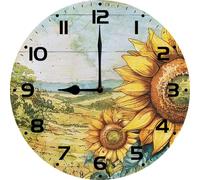 Vdenvileye Wall Clock,Vintage Sunflower Kitchen Decor and Accessories, Decorative Battery Operated Clocks for Living Room Bedroom Bathroom Farmhouse, 10 Inch