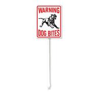 Vdenvileye Warning Dog Bites Yard Sign with Stake 11.5x15cm Rustproof Aluminum Lawn Decorations Warning Sign for Outdoor Road Street Garden Decor