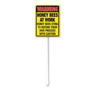 Vdenvileye Warning Honey Bees at Work Honey Bees Sting to Defend Their Hive Proceed with Caution Yard Sign with Stake 20x30cm Rustproof Aluminum Lawn Decorations Sign for Outdoor Road Street Garden