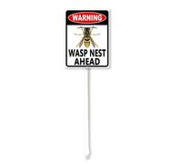 Vdenvileye Warning: Wasp Nest Ahead Yard Sign with Stake 11.5x15cm Rustproof Aluminum Lawn Decorations Sign for Outdoor Road Street Garden Decor