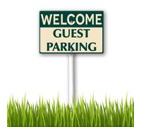 Vdenvileye Welcome Guest Parking Yard Sign with Stakes 20x30cm Sturdy Aluminum Yard Signs Rust Free Fade Resistant Metal Signs for Outdoor Use Easy to Install