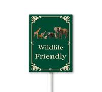Vdenvileye Wildlife Friendly Yard Signs with Stake, Caution Animal Crossing Road Sign Sturdy Aluminum Statement Plaque Sign Decoration for Yard Garden Lawn Outdoor,8x12 inch