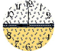 Vdenvileye Wooden Wall Clock Silent Non-Ticking,Paws And Bones Vintage Round Wall Clocks Decor for Home Kitchen Living Room Office, Battery Operated(25cm)
