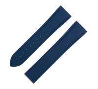 VDFNGFD 20/21/22mm FKM Bracelet Curved End Link With Soft Fluororubber Watch Band Compatible With Strap Black Bay 1958 M79230R M79363N(Blue,22MM SILVER LINK_SILVER POINT BUCKLE)