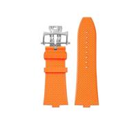 VDFNGFD 7mm Compatible With Vacheron Constantin Overseas FKM Rubber Watch Strap With Deployant Buckle Fluororubber(Orange,Rose Gold Buckle)