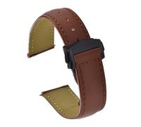 VDFNGFD Compatible With 19-20-21-22mm Handmade Luxury Watch Band Butterfly Buckle Vegetable Smooth Leather Made Quick Release Bracelet Strap(Brown with Buckle 2,20mm)