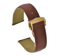 VDFNGFD Compatible With 19-20-21-22mm Handmade Luxury Watch Band Butterfly Buckle Vegetable Smooth Leather Made Quick Release Bracelet Strap(Brown with Buckle 3,21mm)