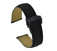 VDFNGFD Compatible With 19-20-21-22mm Handmade Luxury Watch Band Butterfly Buckle Vegetable Smooth Leather Made Quick Release Bracelet Strap(Black with Buckle 2,22mm)