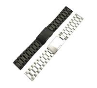 VDFNGFD Compatible With 3 Beads 18 20 22mm Silver Curved Straight End Metal Black Solid Stainless Steel Watch Band Strap Bracelet(Silver white,22mm)