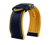 VDFNGFD Compatible With Breitling Omega IWC Mark Nylon Yellow Rubber Bottom Watch Strap 20 22 23 24mm Men Waterproof Wrist Band(Blue yellow black B,19mm)