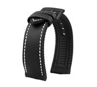 VDFNGFD Compatible With Breitling Omega IWC Mark Nylon Yellow Rubber Bottom Watch Strap 20 22 23 24mm Men Waterproof Wrist Band(Black White black A,22mm)