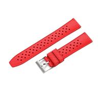 VDFNGFD Compatible With FKM Watch Strap 20mm 22mm Porous Quick Release Fluororubber Watchbands Compatible With Rolex Men's Diving Watches Accessories(Red Silver Buckle,20mm)