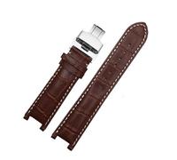 VDFNGFD Compatible With Leatehr Watchband 20 * 11mm 20 * 12mm 22 * 13mm Compatible With GC Guess Car-tier PASHA W3108/HPI004 Watch Strap Butterfly Buckle Bracelet(Brown White-silver,22mm-13mm)