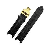 VDFNGFD Compatible With Leatehr Watchband 20 * 11mm 20 * 12mm 22 * 13mm Compatible With GC Guess Car-tier PASHA W3108/HPI004 Watch Strap Butterfly Buckle Bracelet(Black Black-gold,16mm-6.5mm)