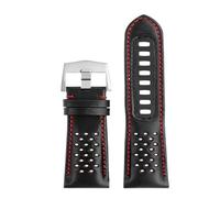 VDFNGFD Compatible With Omega Speedmaster 311 Dark Side Of The Moon Apollo 8 44.25mm Dial Black And Yellow Leather Watch Strap Men's 21mm Bracelet(Black Red-silvery)