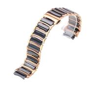 VDFNGFD Compatible With Rado CENTRIX R30927722 Series Fine Steel Ceramic Butterfly Buckle Women Men Watchband 12mm*16mm 16mm*20mm(Rosegold black,16-12mm)