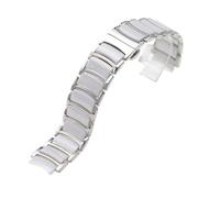 VDFNGFD Compatible With Rado CENTRIX R30927722 Series Fine Steel Ceramic Butterfly Buckle Women Men Watchband 12mm*16mm 16mm*20mm(Silver white,16-12mm)