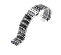 VDFNGFD Compatible With Rado CENTRIX R30927722 Series Fine Steel Ceramic Butterfly Buckle Women Men Watchband 12mm*16mm 16mm*20mm(Silver black,16-12mm)