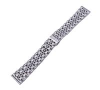 VDFNGFD Compatible With Stainless Steel Seven-Bead Watchband Double Buckle Solid Strap Unisex Watch Chain Link Accessories 12-22mm(Silver,12mm)