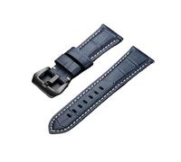 VDFNGFD Compatible With Watch Strap 20mm 22mm 24mm 26mm Men Watchband Black Brown Blue Leather Watch Band(Blue-Black Buckle,24mm)
