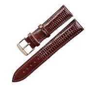 VDFNGFD Fashion Leather Watchband Lizard Pattern Pin Buckle Watch Strap Compatible With Women And Man 12mm 14mm 16mm 18mm 20mm 22mm 24mm(Brown Rosegold,14mm)