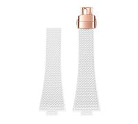 VDFNGFD Fluoro Rubber Strap Compatible With Tissot PRX Series 35mm 40mm Butterfly Buckle FKM Waterproof Quick Release Replace Watch Band 11mm 12mm(White rose gold,11mm)