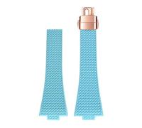 VDFNGFD Fluoro Rubber Strap Compatible With Tissot PRX Series 35mm 40mm Butterfly Buckle FKM Waterproof Quick Release Replace Watch Band 11mm 12mm(Light blue rose gold,11mm)